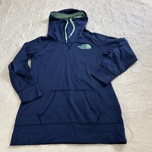The North Face Lightweight Pullover Hoodie Womens Large Blue Green Spellout Logo